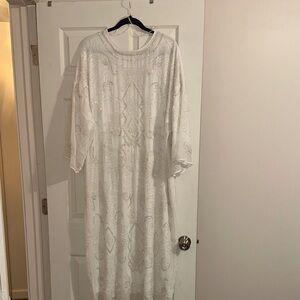 Elegant White Embroidered Dress- Zara